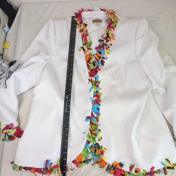 Style Midnight Velvet White Blazer with Multicolored Fringe NWT  22W Bag 6 - Picture 2 of 10
